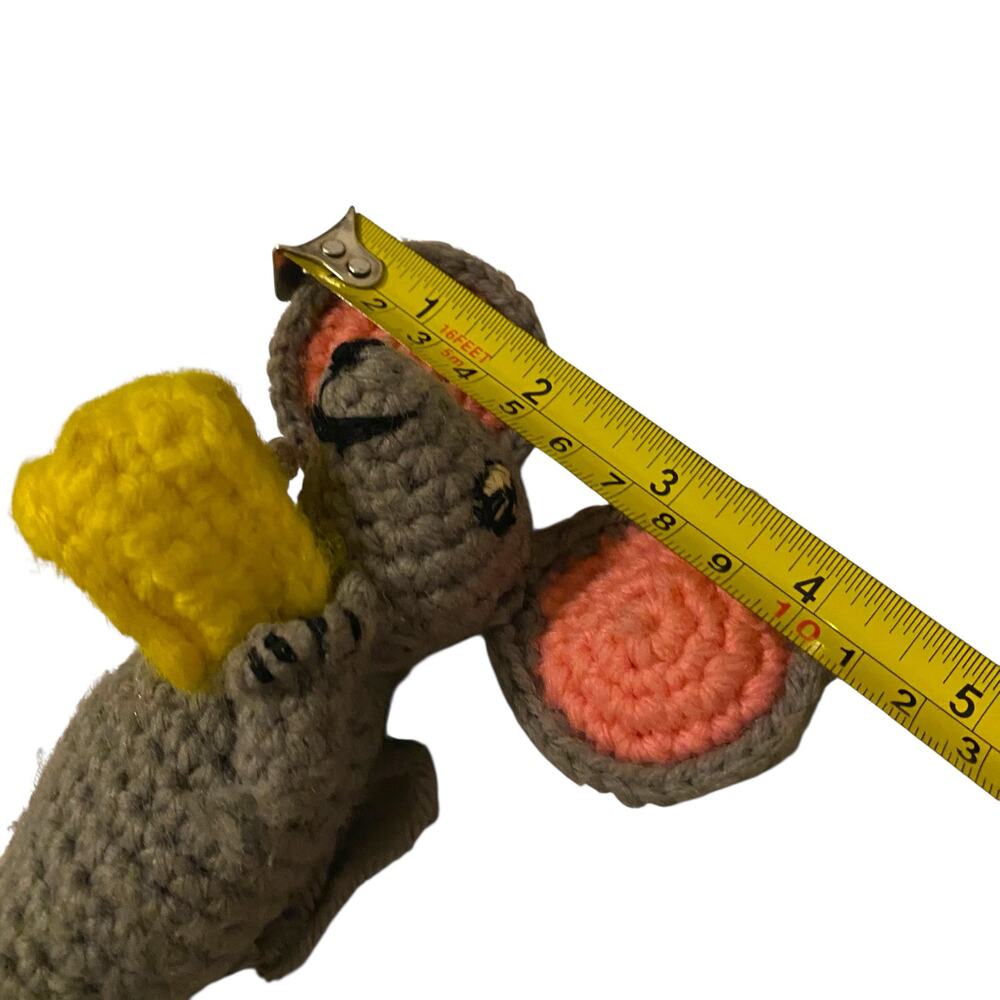 Vintage Knit Crochet Handmade Mouse with Cheese Toy - Picture 10 of 11